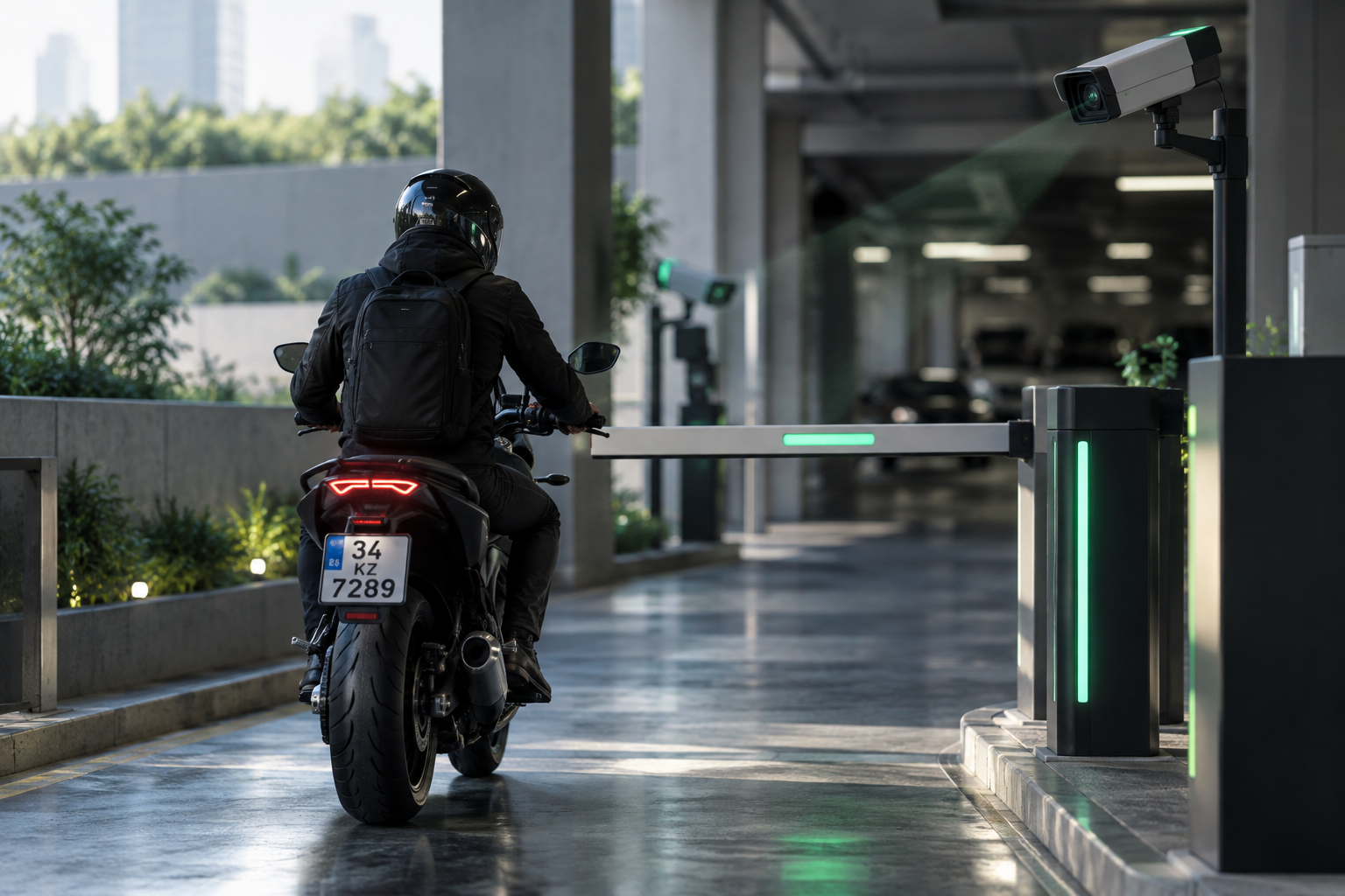 Motosiklet plakasını okuyan ANPR otopark sistemi